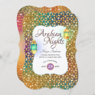 Invitation Arabe Nights Exotic Party Chaînes de lumières Lant