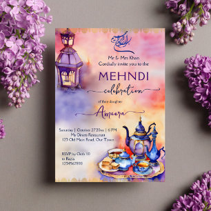Invitation Arabe Turc thé fête mehndi henna
