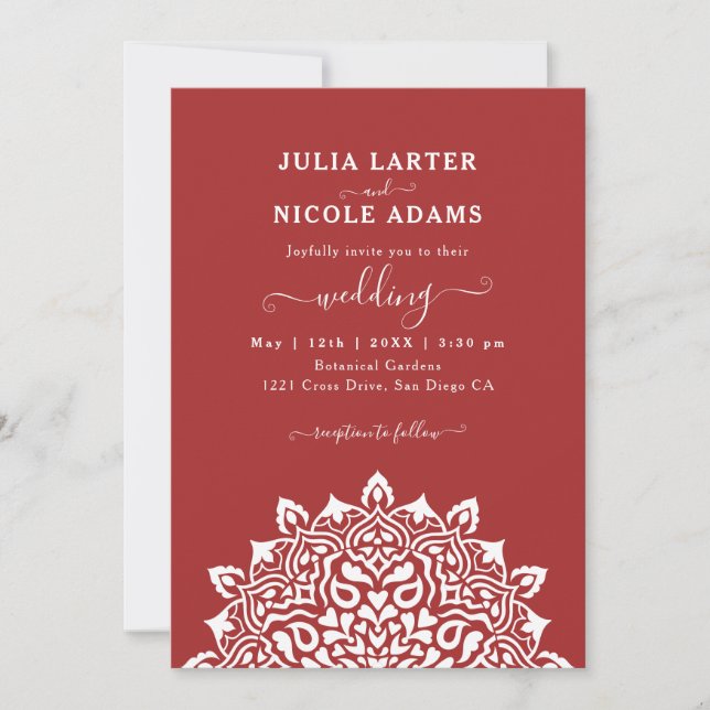 Invitation Arabian Art Nouveau Floral Arch Mandala Wedding (Devant)