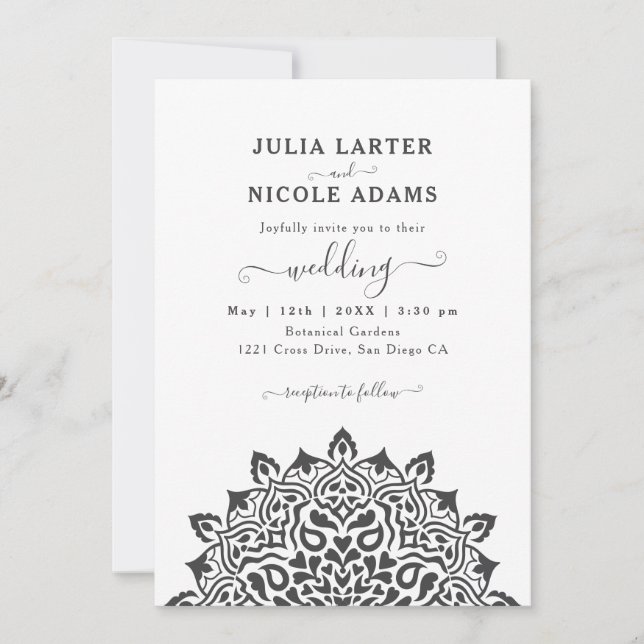 Invitation Arabian Art Nouveau Floral Arch Mandala Wedding (Devant)
