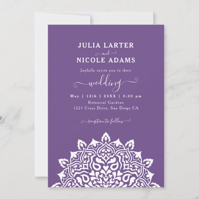 Invitation Arabian Art Nouveau Floral Arch Mandala Wedding (Devant)