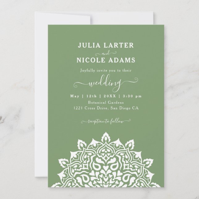 Invitation Arabian Art Nouveau Floral Arch Mandala Wedding (Devant)