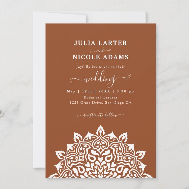 Invitation Arabian Art Nouveau Floral Arch Mandala Wedding (Devant)