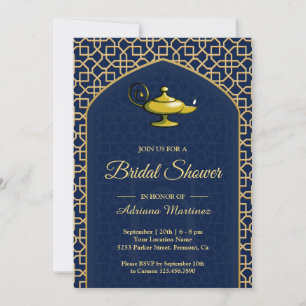 Invitation Arabian Nights Magic Lamp Fête des mariées bleue