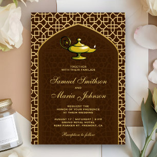 Invitation Arabian Nights Magic Lampe Mariage Brown