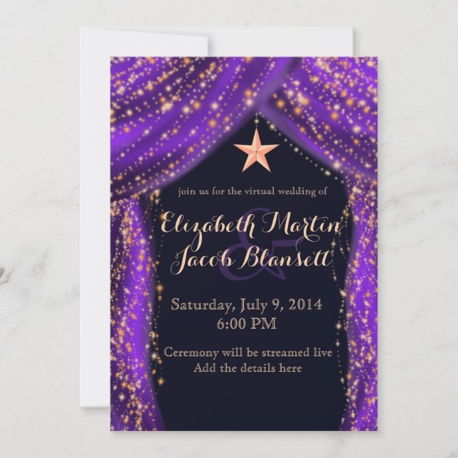 Invitation Arabian Nights Purple & Gold Mariage virtuel (Devant)