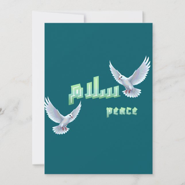 Invitation Arabic Peace "Salaam" Typography with White Doves (Devant)