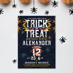 Invitation Araignée colorée Spooktaculaire Halloween Annivers