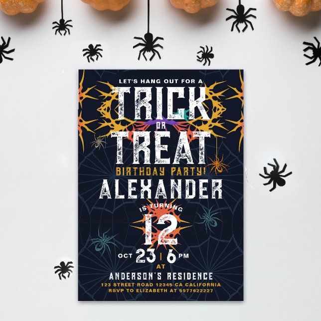 Invitation Araignée colorée Spooktaculaire Halloween Annivers (Créateur téléchargé)