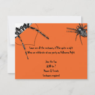 Invitation Araignée de Tarantula noire sur l'Halloween orange