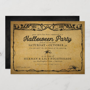 Invitation Araignée d'Halloween   Parti gothique Vintage