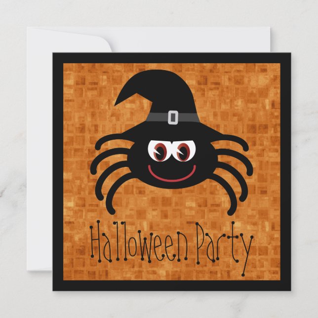 Invitation Araignée mignonne de Halloween de bande dessinée (Devant)