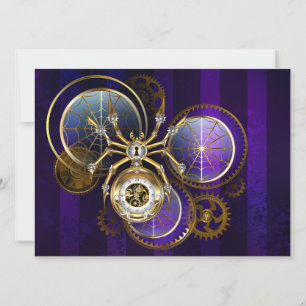 Invitation Araignée Steampunk sur fond violet
