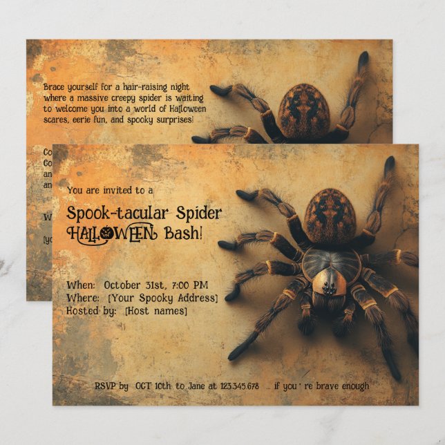 Invitation Araignée tactile parlée HALLOWEEN Bash ! (Devant / Derrière)