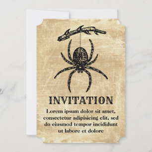 Invitation Araignée vintage suspendue à une branche