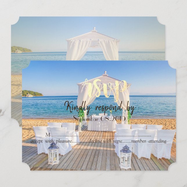 Invitation Arbor Beach Tropical  RSVP (Devant / Derrière)