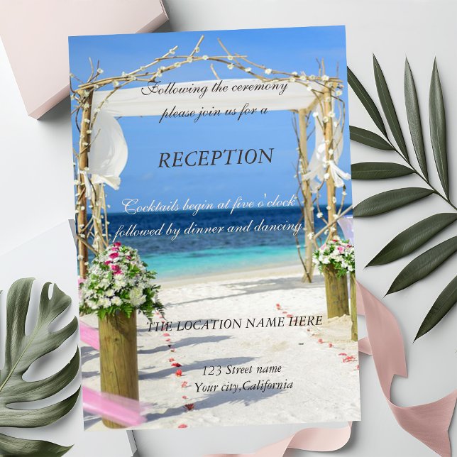 Invitation Arbor de la Plage Fleurs de Mariage Réception (Créateur téléchargé)