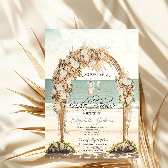 Invitation Arbor de mariage de plage Roses (Créateur téléchargé)