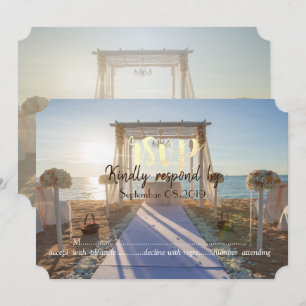 Invitation Arbor floral coucher de soleil sur la plage tropic