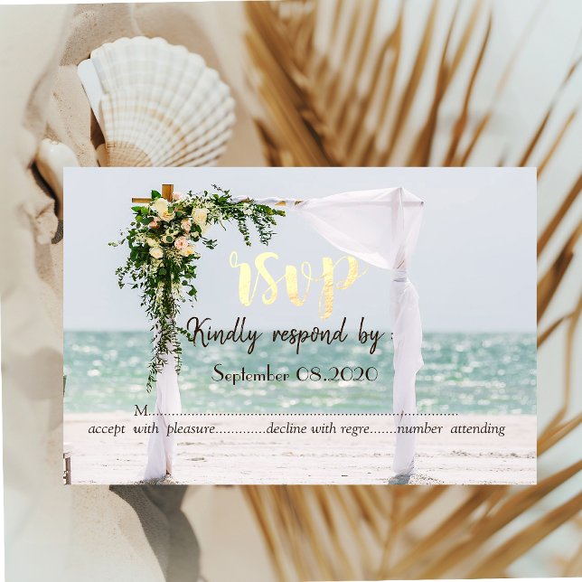 Invitation Arbor floral RSVP de mariage sur la plage (Créateur téléchargé)