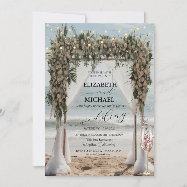 Invitation Arbor Floral Tropical de Plage (Devant)