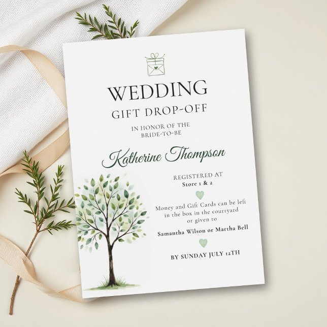 Invitation Arbre à Argent Communauté Cadeau Remise Fête de Ma (money tree community gift drop wedding couple shower classy modern elegant)