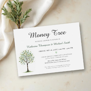 Invitation Arbre à Argent Couple Élégant Mariage Enterrement 