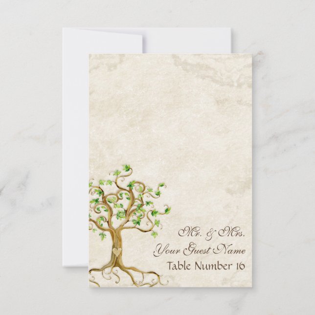 Invitation Arbre à branches Racines Parchemin antique Numéro  (Dos)
