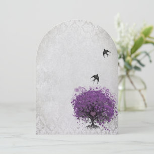 Invitation Arbre à feuilles de coeur Mariage Vintage aux oise