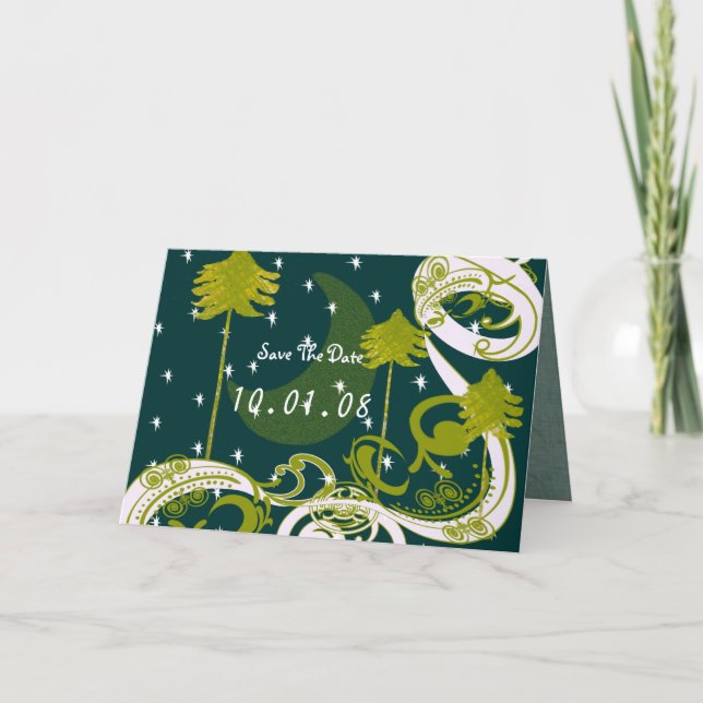 Invitation Arbre à pin bleu et vert turquoise Enregistrer la  (Devant)