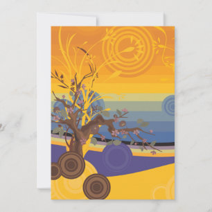 Invitation Arbre Abstrait de Fleurs de Cerisier Zen au Couche