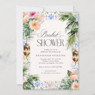 Invitation Arbre aux tuiles marocaines et hibiscus pour une f