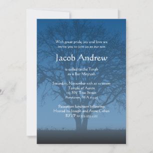Invitation Arbre bleu rustique de la vie Barre Mitzvah Invita