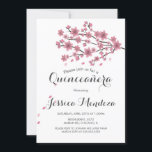 Invitation Arbre cerise en fleurs Quinceañera Sweet 16<br><div class="desc">Pétales roses Ombre de cerisiers en fleurs</div>