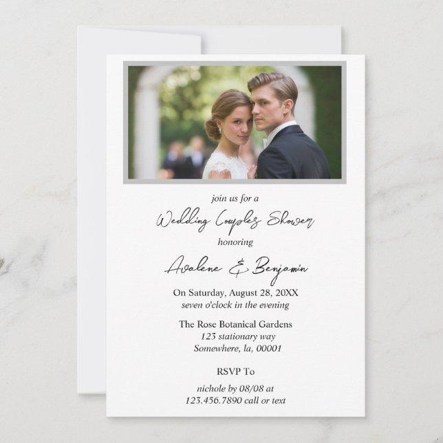Invitation Arbre Coeur Gradient Photo Mariage Couples Douche (Devant)