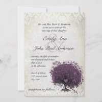 Arbre d'aubergine feuille coeur Mariage damassé Vi