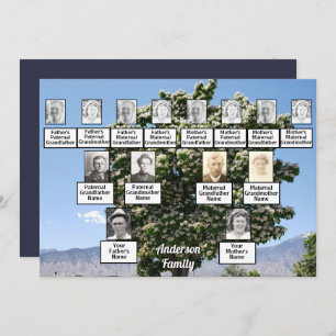 Invitation Arbre de 3 générations de réunion familiale avec f