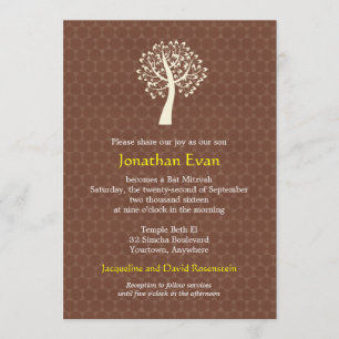 Invitation Arbre de Barre-Batte Mitzvah de motif d'étoile de