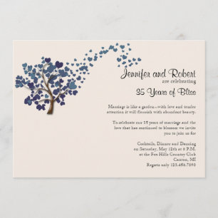 Invitation Arbre de coeur bleu sur l'anniversaire du Mariage