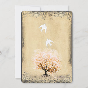 Invitation Arbre de cœur Corail Arbre de Dove Love Bird Maria