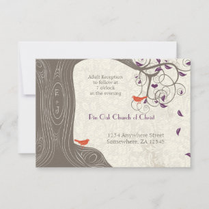 Invitation Arbre de Driftwood Tangerine Birds Purple Leaf Mar