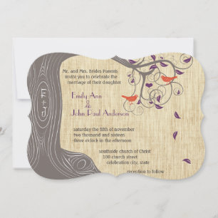 Invitation Arbre de Driftwood Tangerine Oiseaux de mariage In