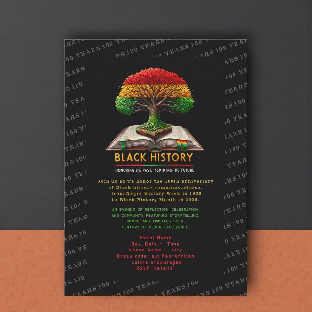 Invitation Arbre de la connaissance Histoire noire 100 ans (Créateur téléchargé)