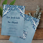 Invitation Arbre de la vie étoiles Custom Bat Bar Mitzvah QR<br><div class="desc">Carte parfaite pour annoncer un bat mitzvah, bar mitzvah ou une autre célébration juive ! L'art fait main pour vous ! ENTIÈREMENT PERSONNALISABLE ! Cliquez sur "Personnaliser" ci-dessus pour modifier le texte et ajouter votre lien au code QR au verso. Cliquez sur "modifier à l'aide de l'outil de conception" pour...</div>