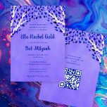 Invitation Arbre de la vie étoiles Custom Bat Bar Mitzvah QR<br><div class="desc">Carte parfaite pour annoncer un bat mitzvah, bar mitzvah ou une autre célébration juive ! L'art fait main pour vous ! ENTIÈREMENT PERSONNALISABLE ! Cliquez sur "Personnaliser" ci-dessus pour modifier le texte et ajouter votre lien au code QR au verso. Cliquez sur "modifier à l'aide de l'outil de conception" pour...</div>