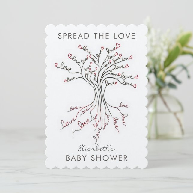 Invitation Arbre de l'amour Sérieux Baby shower personnalisé (Debout devant)