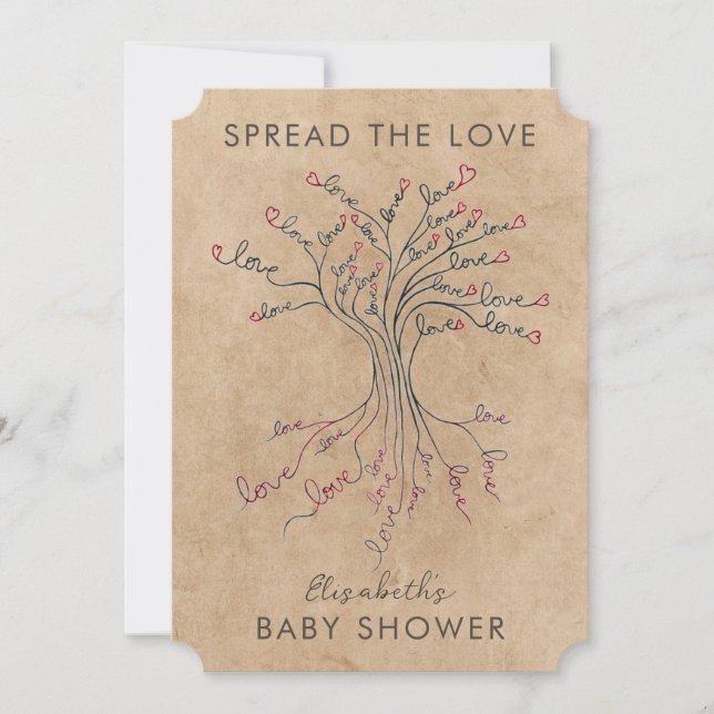 Invitation Arbre de l'amour Sérieux Baby shower personnalisé (Devant)