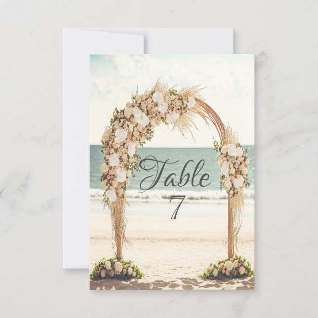 Invitation Arbre de mariage de plage avec roses (Devant)