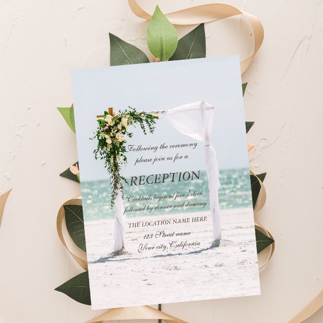 Invitation Arbre de mariage de plage Fleurs de réception (Créateur téléchargé)