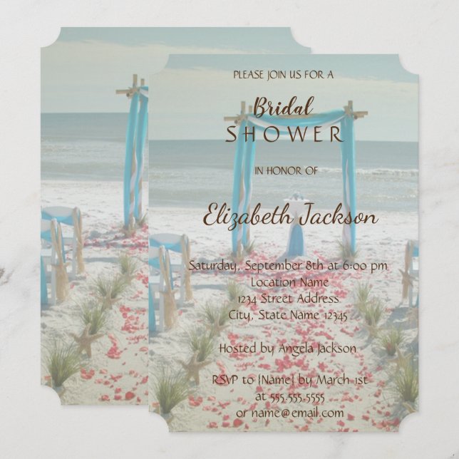 Invitation Arbre de mariage de plage sous la pluie (Devant / Derrière)